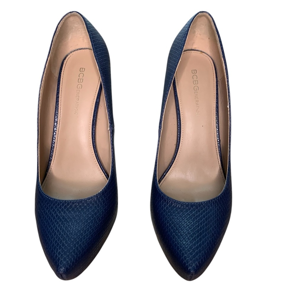 BCBGeneration Penni Platform Blue Textured Heels Elegant Pumps size 10M